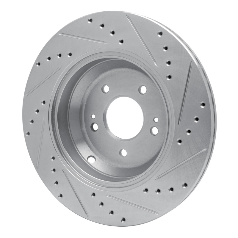 Genesis G80 Brake Rotor (1) - Rear Left - R1 Concepts - Drilled & Slotted - Silver - `18-`23